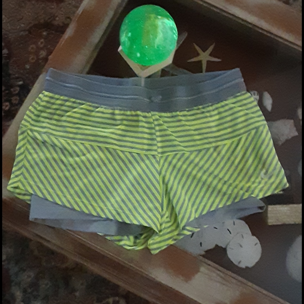 Nike Neon Yellow and Gray Dri-Fit Shorts
